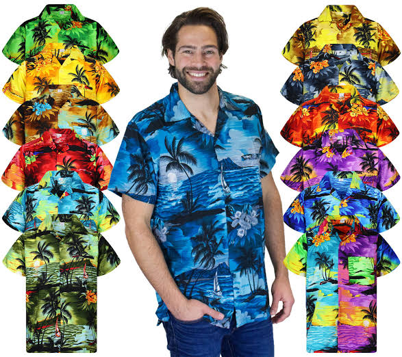 Men polyester Hawaiian beach shirts, Size : Xl