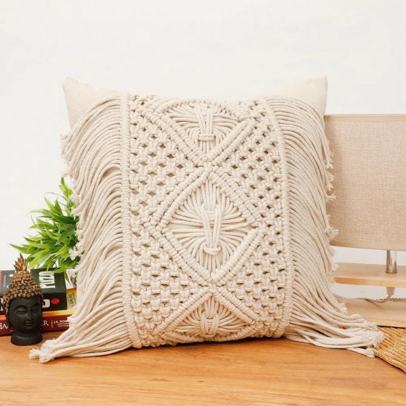 Square Macrame Cushion Cover, for Sofa, Chairs, Feature Soft, Easy