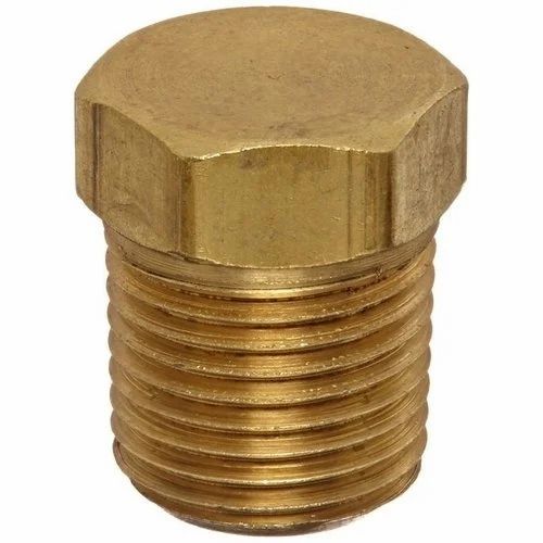 Metallic Golden Round Polished Brass Plug, For Pipe Feetings, Feature : Corrosion Proof, Durable, Easy To Fit