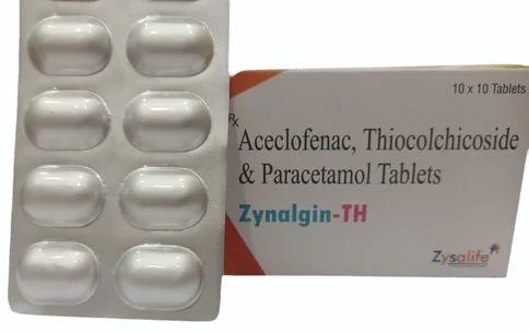 Aceclofenac Thiocolchicoside And Paracetamol Tablet, Packaging