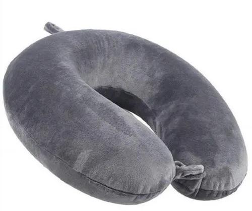 Grey U Shape Microfiber Neck Pillow, Pattern : Plain