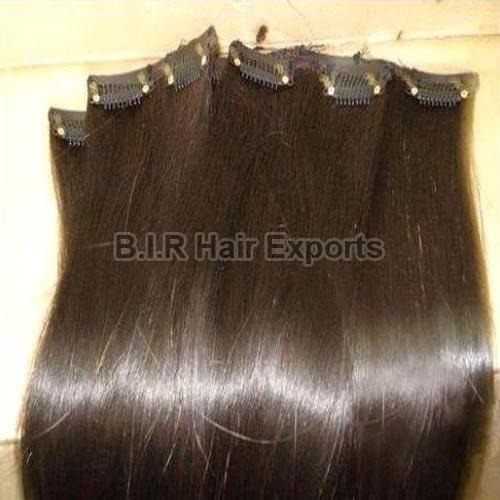 Clip In Straight Hair Extension, for Parlour, Personal, Color : Black, Brownish