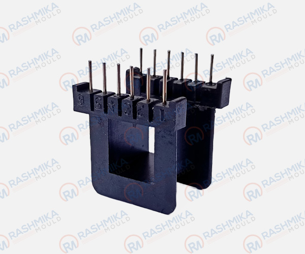 Black Rashmika Mould 30% Glass Naylon Pin Type Transformer Bobbin, Shape : Square