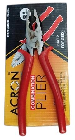 Acron Mild Steel 385 Gm Combination Cutting Plier, Color : Silver Red