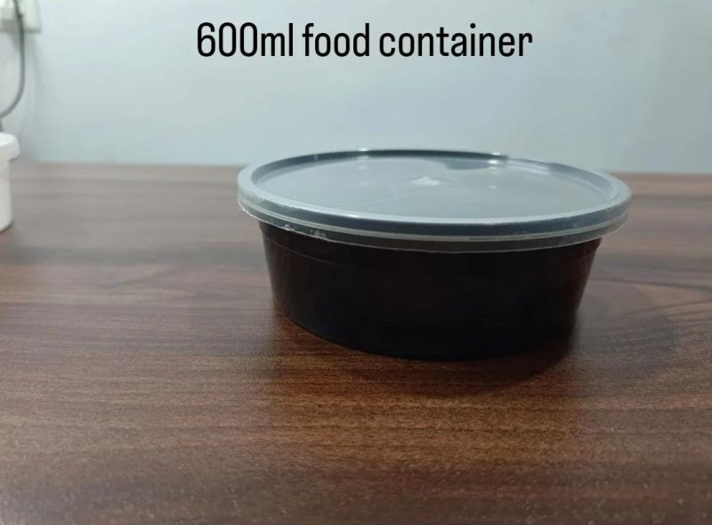 600ml Black Reusable Plastic Food Container