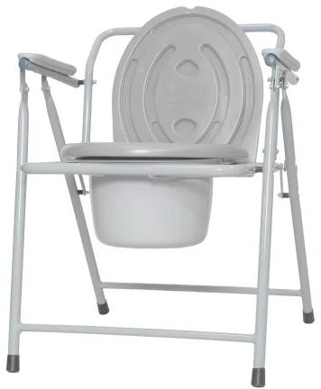 6.50 Kg Plastic Iron Folding Commode Chair, Color : Gray