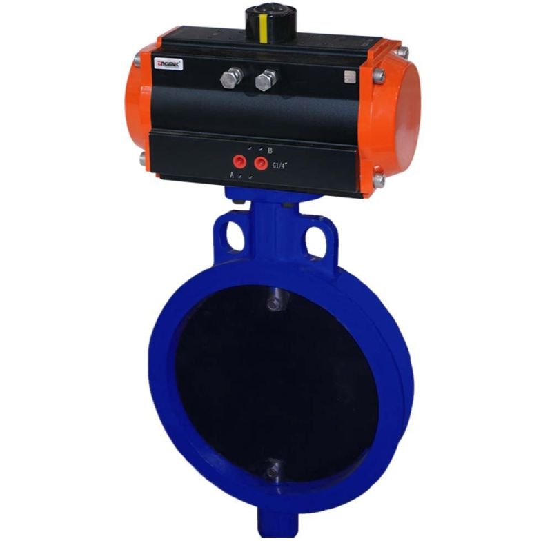 Pneumatic Actuator Operated Damper Butterfly Valve For Gas Fitting Oil Fitting Water Fitting