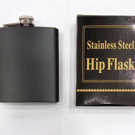 Black Polished Stainless Steel Hip Flask, for Maintain Liquid Tempreture, Pattern : Plain