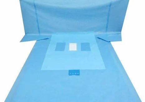 Blue Non-woven Plain Drapes Lumber Spinal Sheet, Size : 254cm X 180cm X 305cm