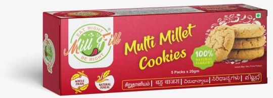 Crunchy Millfill Multi Millet Cookies, for Direct Consuming, Eating, Home Use, Certification : FSSAI Certified