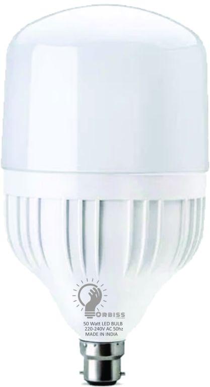 Orbiss Cool White Ceramic 50 Watt LED Bulb, for Home, Mall, Hotel, Office, Shape : Round