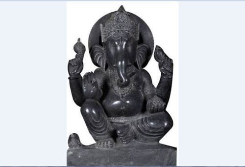 1.5 Feet Grey Marble Ganesha Statue