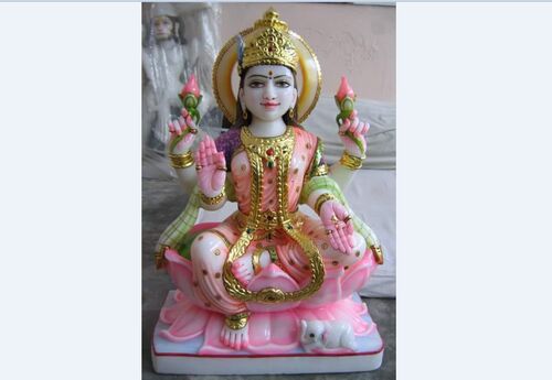 Painted Worship Marble Laxmi Statue, Packaging Type : Wooden Carton Box