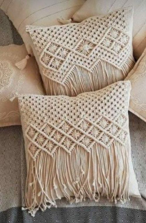 GM Embroidered Cotton MAC 1356 Macrame Pillow, Technics : Machine Made