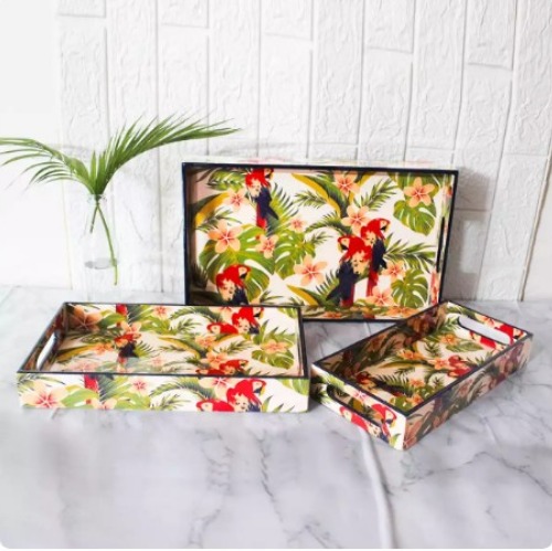 Birds of Paradise Nesting Food Serving Tray Set