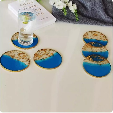 Round Ocean Blue Transy Resin Coaster, Feature : Dustproof, Eco Friendly, Fine Finishing, Light Weight