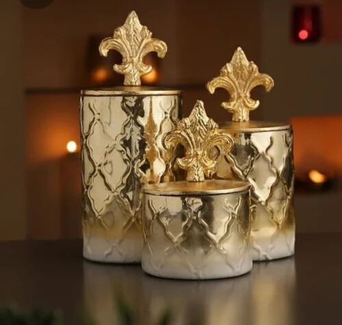 Decorative Glass jar, Color : Metelic Gold
