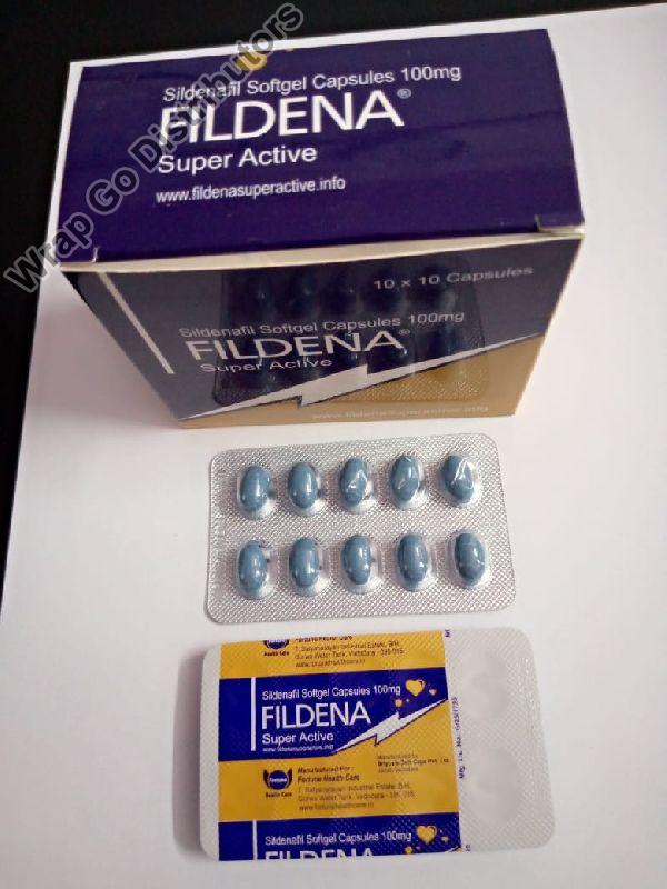 Fildena Super Active 100mg Capsules, Packaging Size : 10X10 Pack