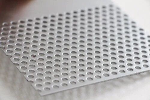 Indomesh Metal Round Hole Perforated Sheet, for Industrial, Color : Silver