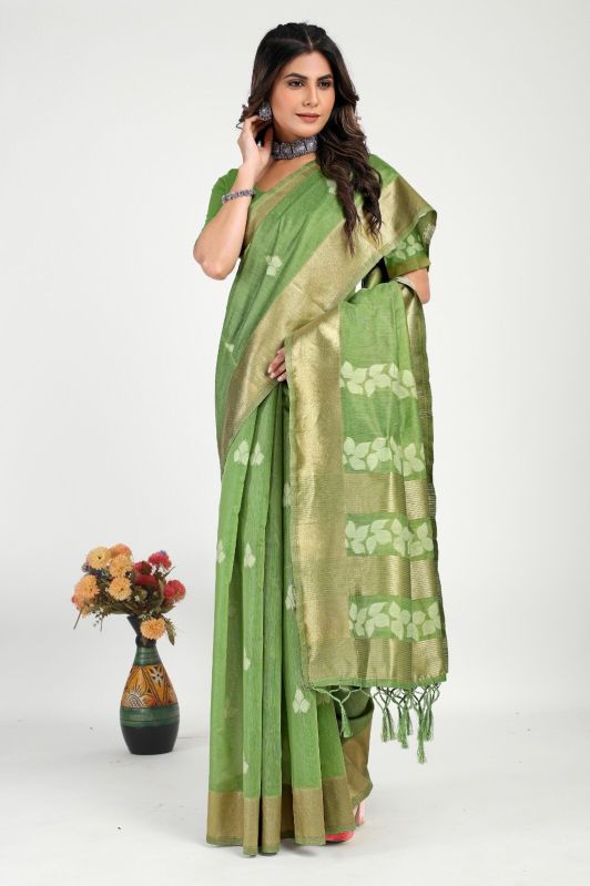 Launching Pure Zari Weaving Meena Work Soft Organza Silk Saree