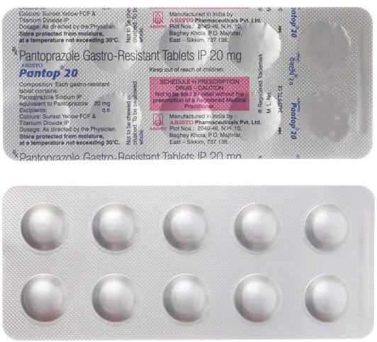 Pantoprazole 20mg Tablets, Packaging Type : Blister