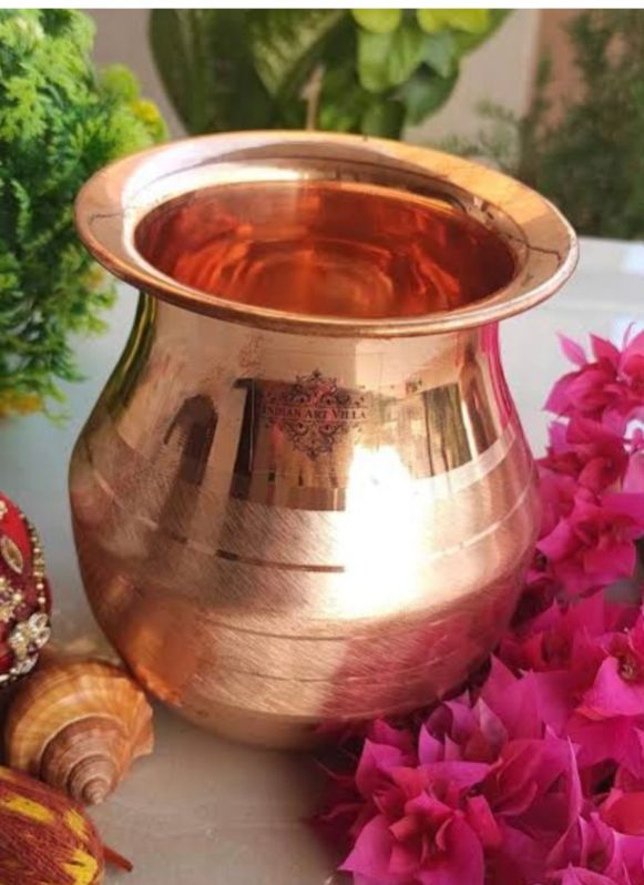 Golden Polished Plain Copper Lota, for Pooja, Storage Capacity : 1ltr