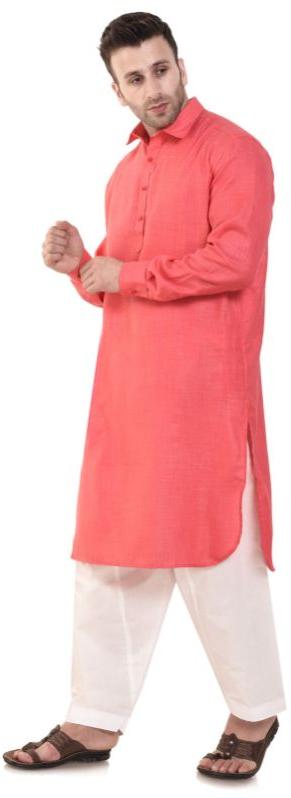 Mens Slub Cotton Pathani Suit