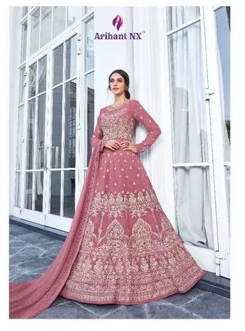 Georgette Embroidered Designer Gown, Occasion : Wedding Wear