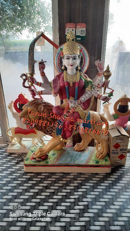 Maa Durga Marble Statue, for Home, Hotel, House, Religious, Shop, Temple, Style : Antique