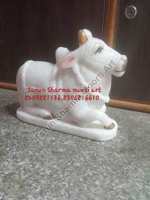 Polished White Marble Nandi Statue, for Shiny, Dust Resistance, Packaging Type : Thermocol Box
