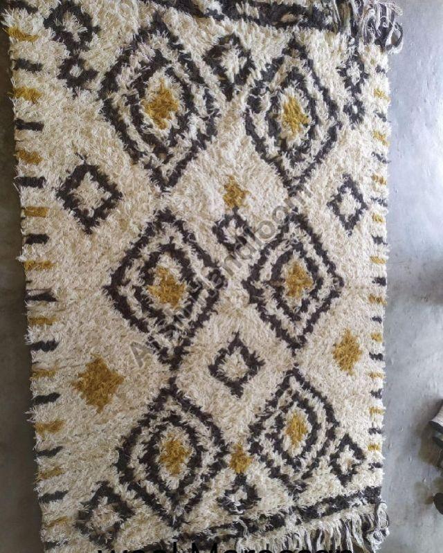 Rectangular Shaggy Wool Carpets, for Home, Office, Hotel, Pattern : Printed