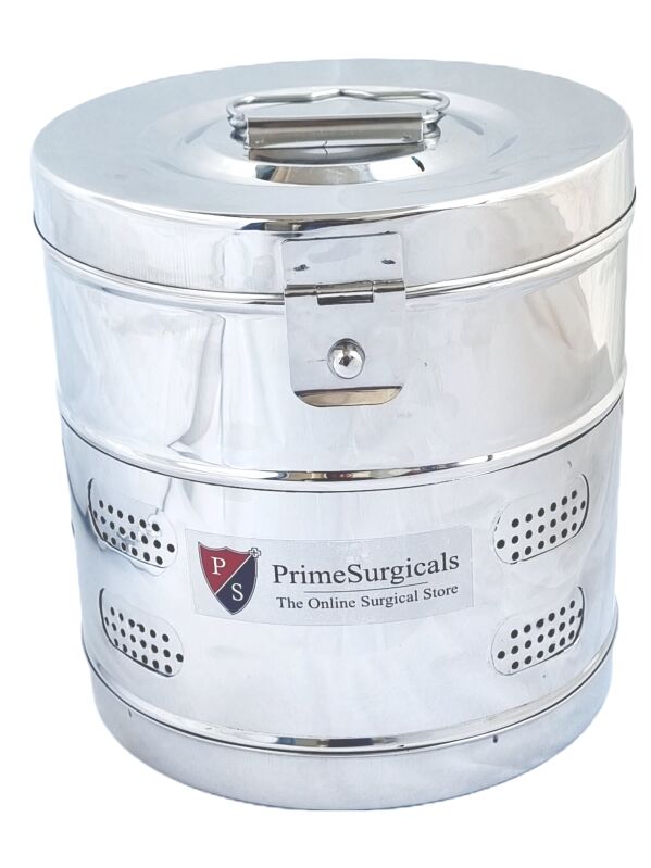 PrimeSurgicals Stainless Steel Dressing Drums Size (6&amp;quot; X 6&amp;quot;)