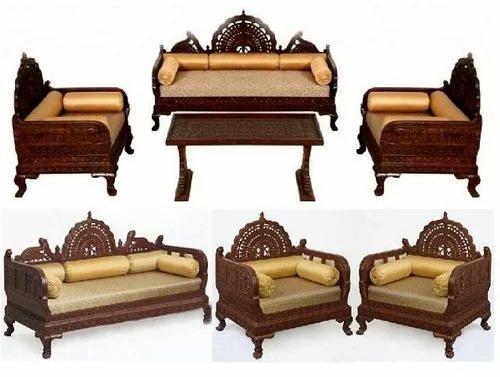 Black Wooden Carved Sofa
