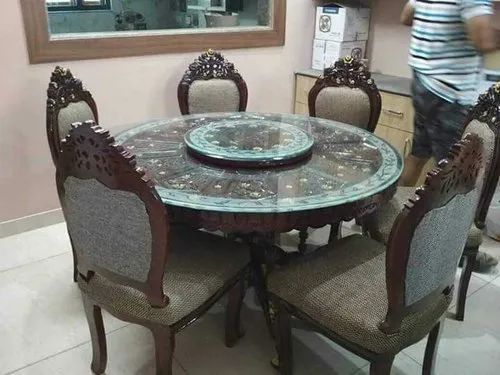 Designer Round Wooden Dining Table Set