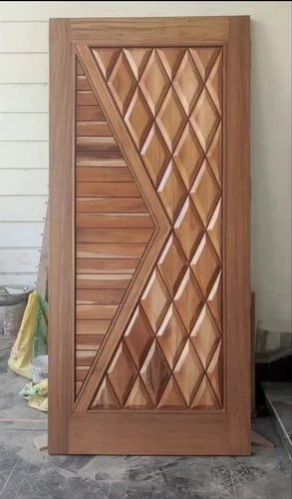Light Brown Polished Modular Designer Wooden Door, for Home, Pattern : Carved