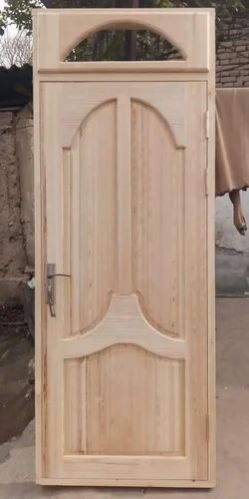 Light Brown Swing Polished Solid Pine Wood Door, for Home, Pattern : Carved