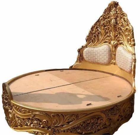 Stylish Round Wooden Bed, for Multipurpose, Color : Brown