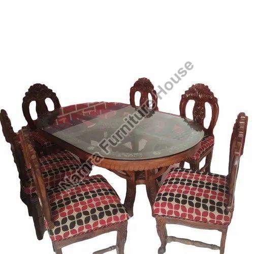 Oval Wooden 6 Seater Dining Table Set