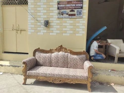 Brown Fabric wooden seating sofa