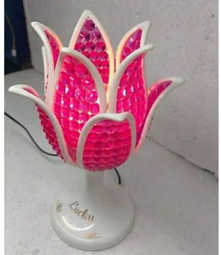 Plastic LED Light Table Lamp, Shade Shape : Lotus