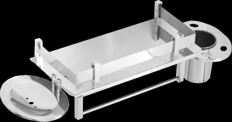 Stainless Steel Polished 4in 1 multipurpose shelf, Mount Type : Wall Mounted