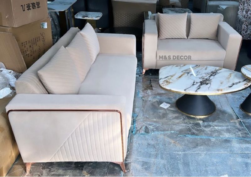 Rose Gold SS 304 Frame Lining Modern Sofa