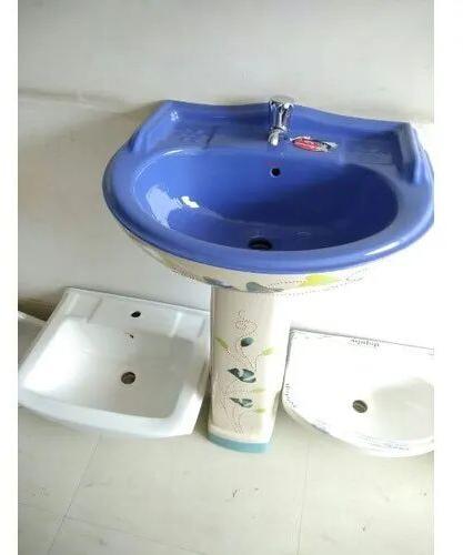 Ceramic Pedestal Wash Basin, Color : Blue