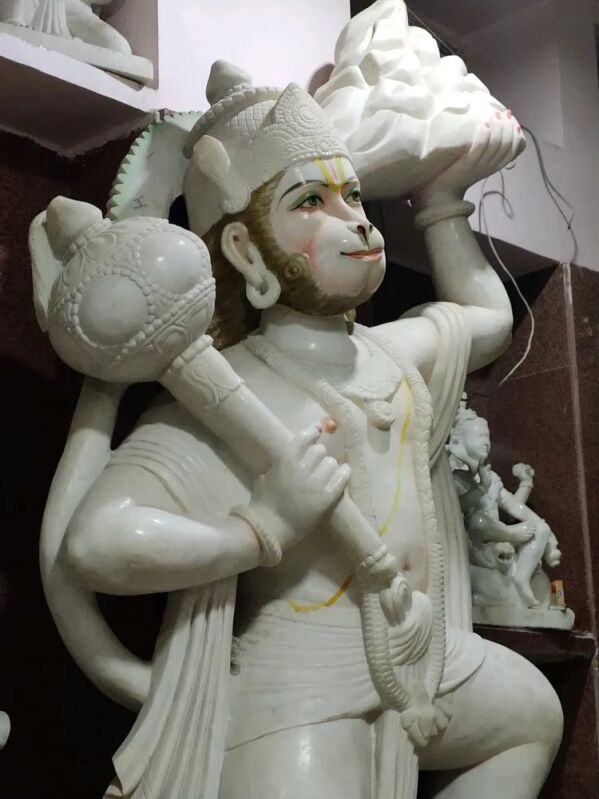 White Marble Hanuman Statue, for Worship, Size : 21 inch