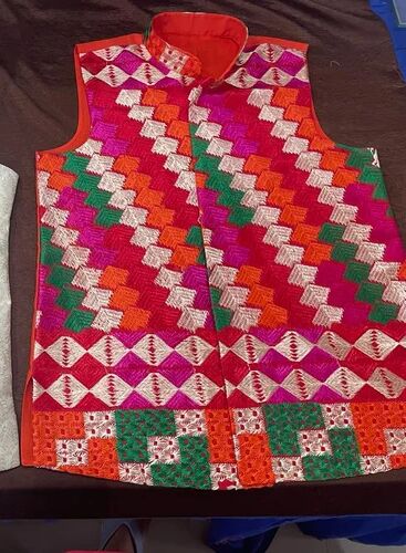 Embroidered Cotton Phulkari Jacket, Occasion : Party Wear