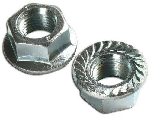 Polished Mild Steel Hex Flange Nut, Color : Silver