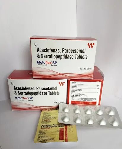 Aceclofenac Paracetamol Serratiopeptidase Tablets, Packaging Type : Box