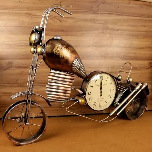 Brass Table Clock, Shape : Bike