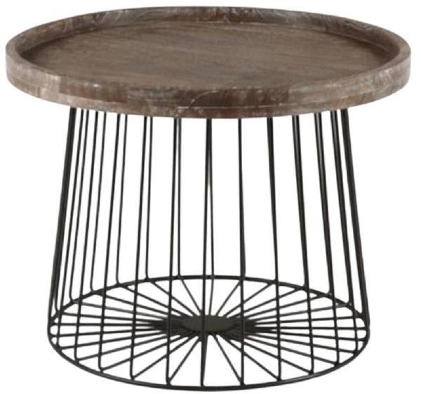 Brown Round MAH043 Wooden Iron Center Table, for Office, Hotel, Home, Pattern : Plain
