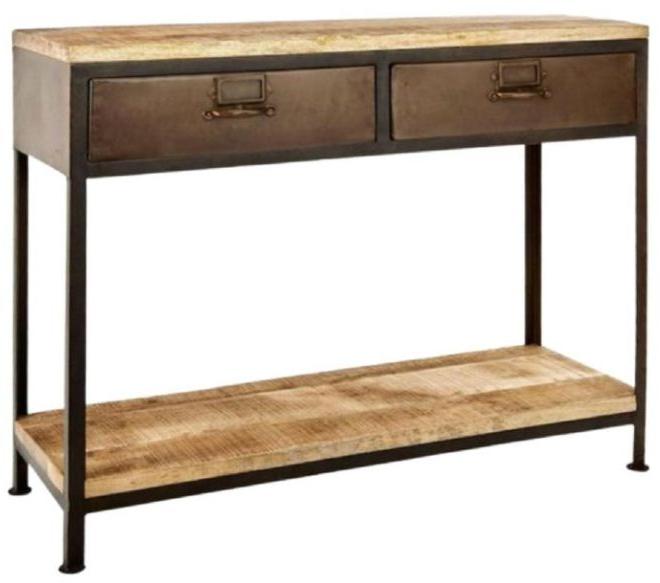 Brown Rectangular MAH106 Wooden Iron Console Table, for Office, Home, Pattern : Plain